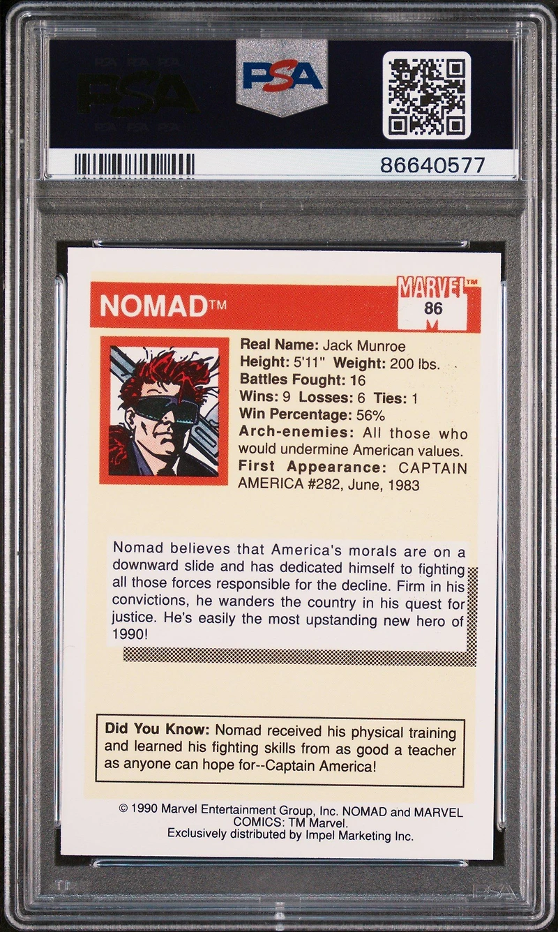 1990 Marvel Universe 86 Nomad PSA 10
