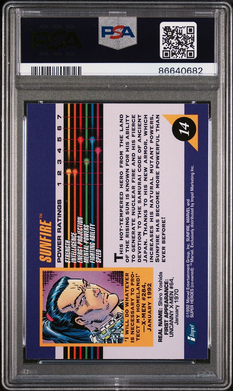 1992 Marvel Universe 14 Sunfire PSA 10