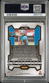 2023 Panini Prizm 331 Jahmyr Gibbs Green Prizm PSA 10