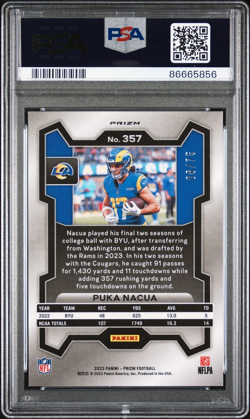 2023 Panini Prizm 357 Puka Nacua Green Scope PSA 9