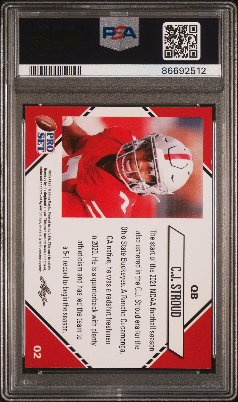 2021 Leaf Pro Set 2 Cj Stroud PSA 10