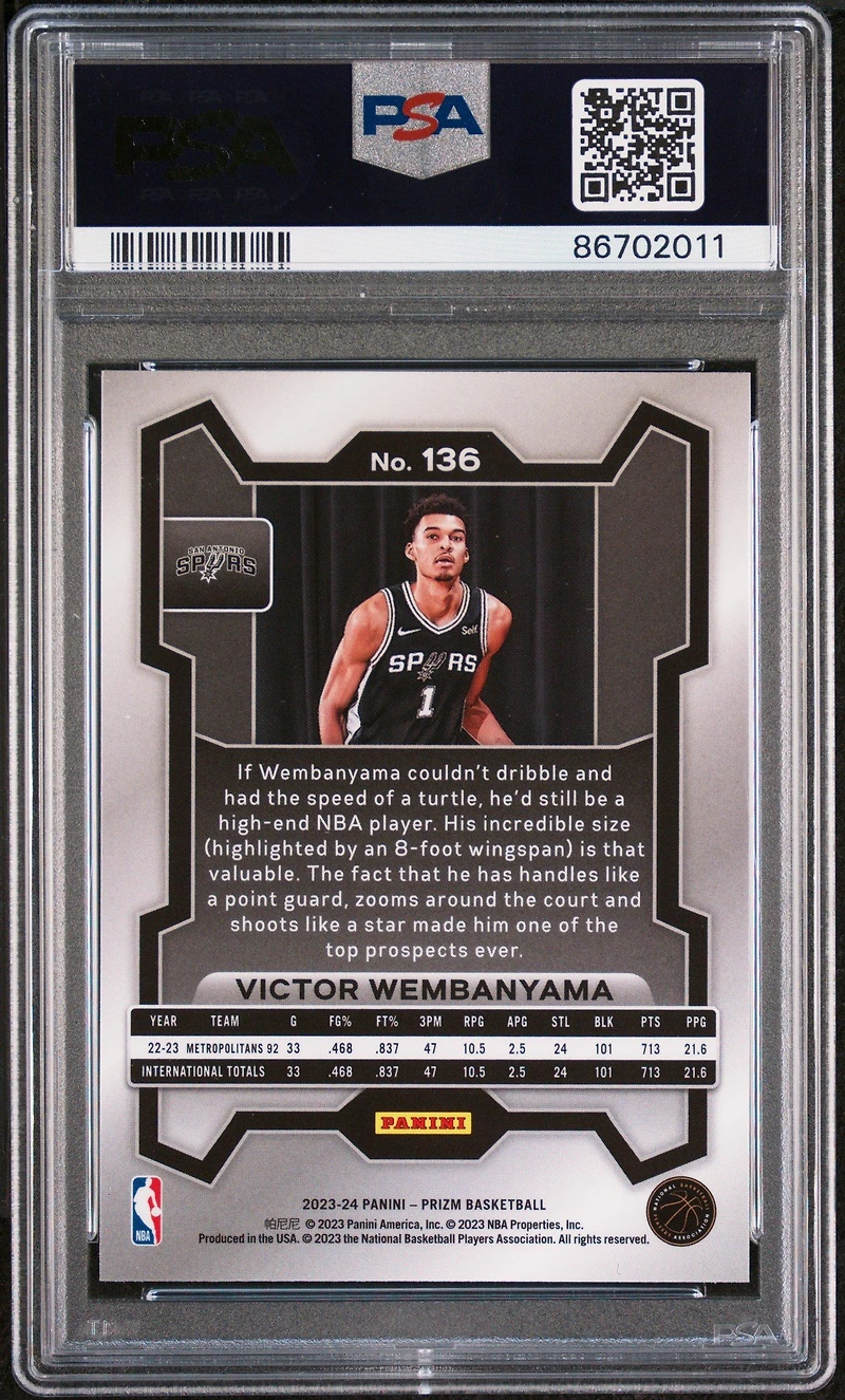 2023 Panini Prizm 136 Victor Wembanyama PSA