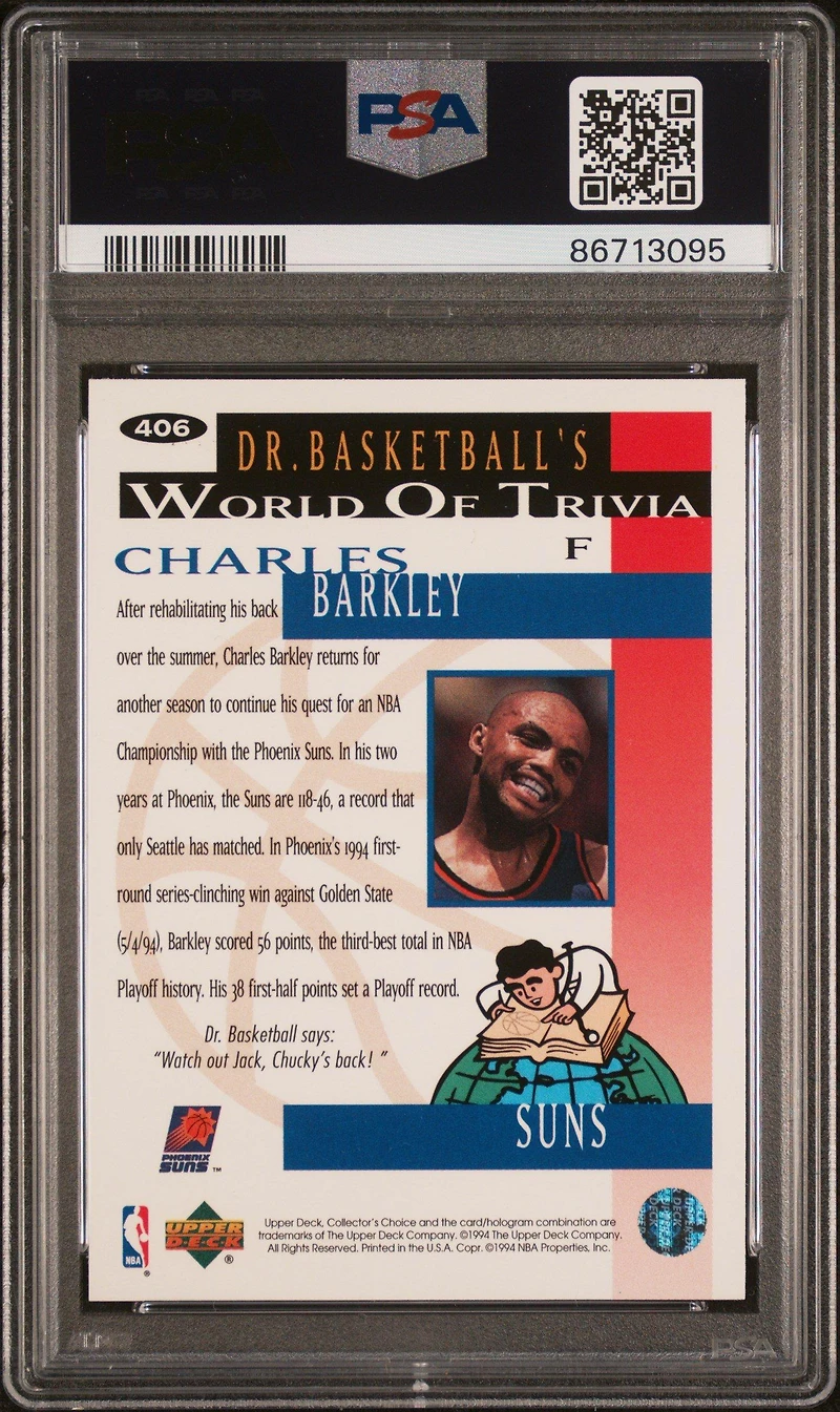 1994 Collector's Choice 406 Charles Barkley PSA 10