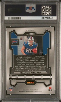 2023 Panini Prizm 308 Dalton Kincaid Neon Green Pulsar PSA 10