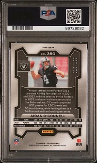 2023 Panini Prizm 360 Aidan O'connell Blue Wave PSA 9
