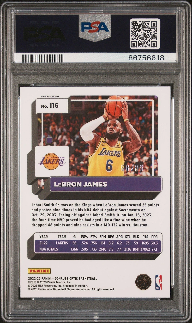 2022 Panini Donruss Optic 116 Lebron James Red Choice PSA 9