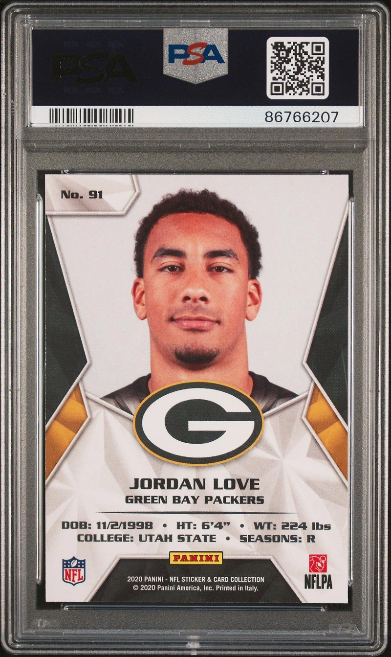 2020 Panini Stickers Cards 91 Jordan Love PSA 10