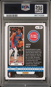 2022 Panini Chronicles 104 Jaden Ivey Asia Red PSA 10
