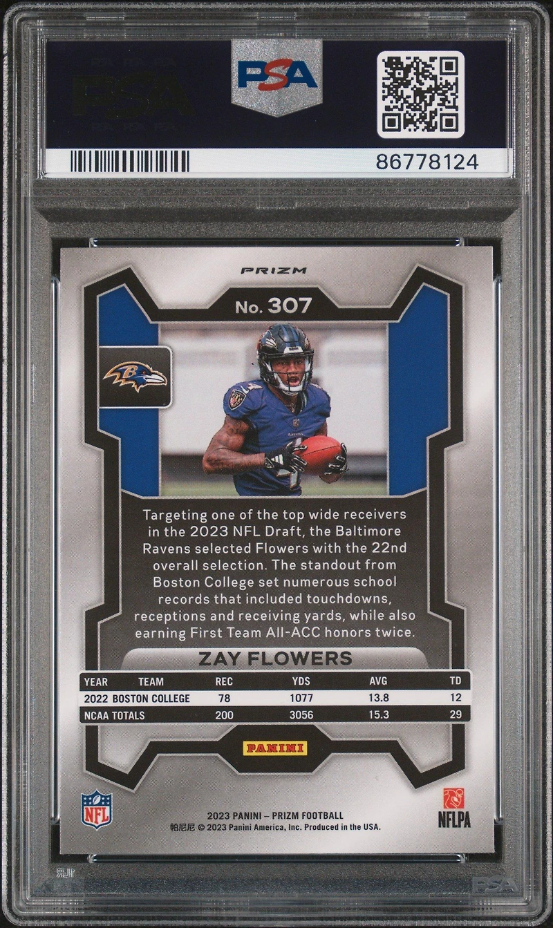 2023 Panini Prizm 307 Zay Flowers Neon Green Pulsar PSA 10