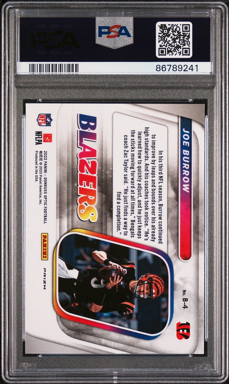 2022 Panini Donruss Optic Blazers B4 Joe Burrow PSA 10