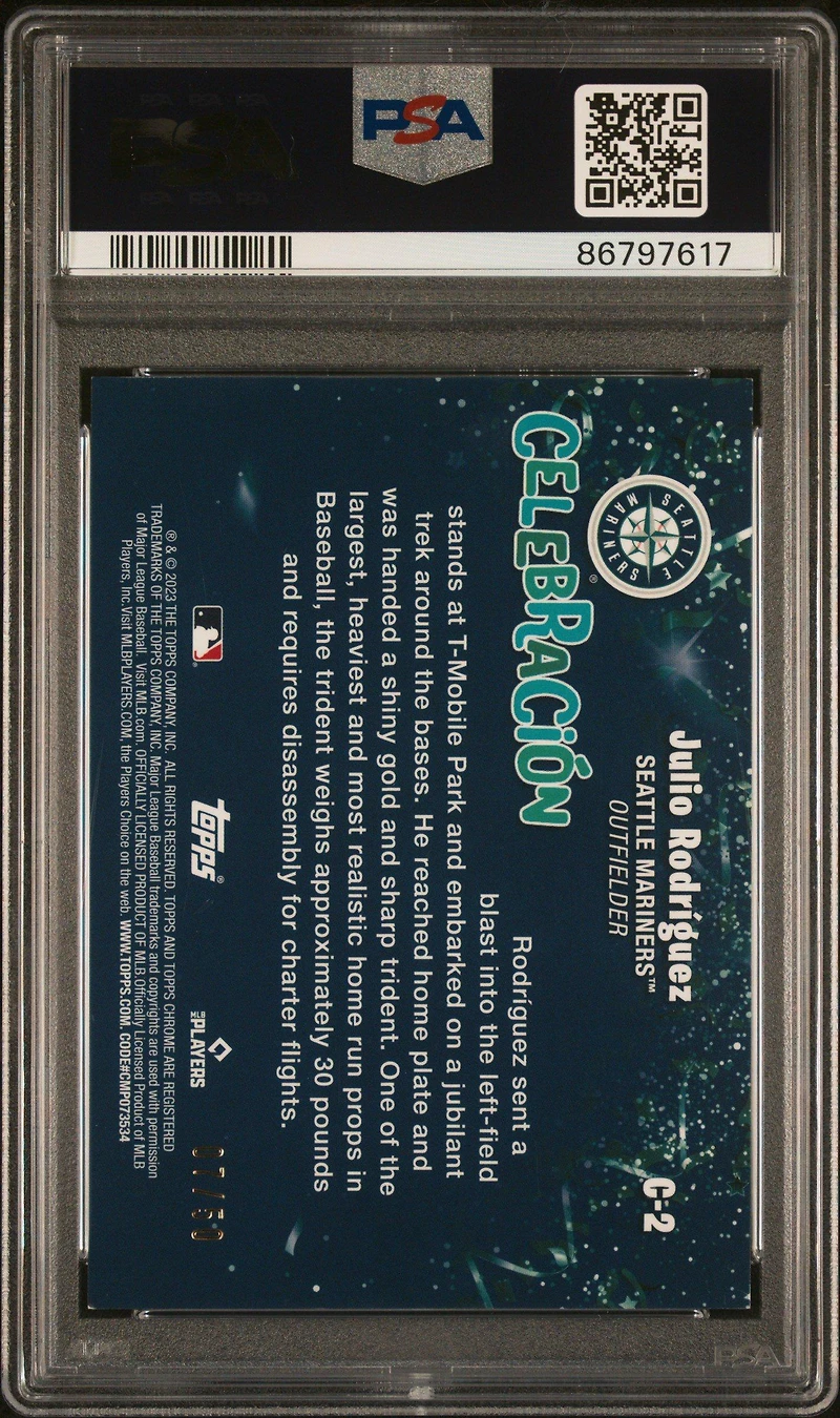 2023 Topps Chrome Update Celebracion C2 Julio Rodriguez Gold PSA 9