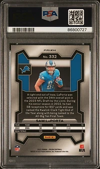 2023 Panini Prizm 332 Sam Laporta Lazer Prizm PSA 10