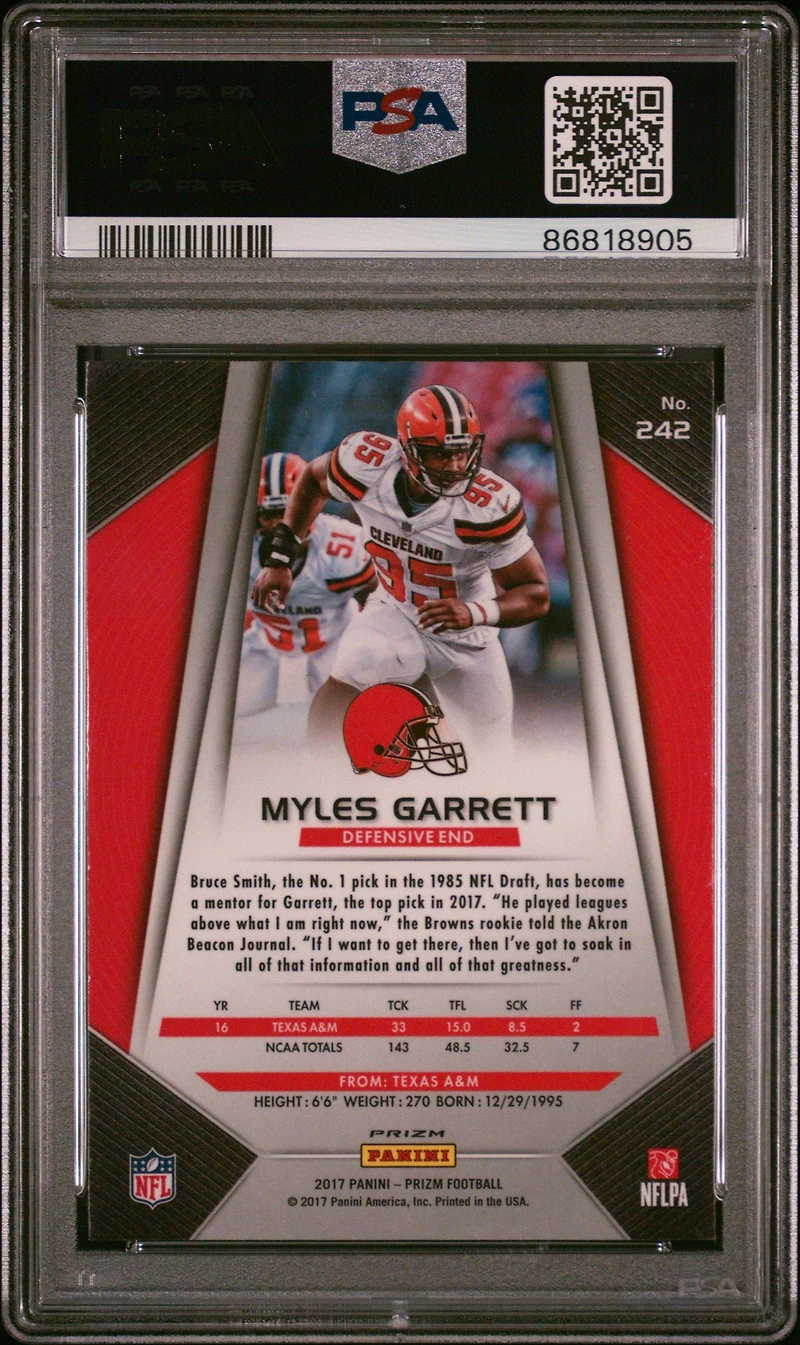 2017 Panini Prizm 242 Myles Garrett Prizm PSA 9