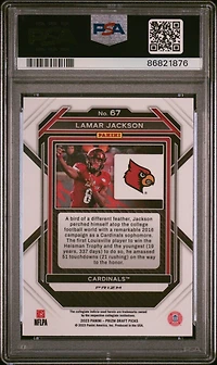 2023 Panini Prizm Draft Picks 67 Lamar Jackson Red Ice PSA 10