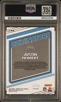 2022 Panini Donruss Optic Dominators D4 Justin Herbert Gold PSA 10