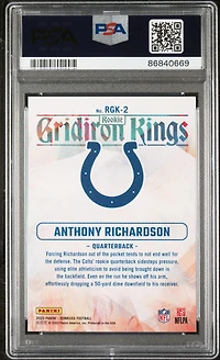 2023 Panini Donruss Rookie Gridiron Kings Rgk2 Anthony Richardson PSA 10