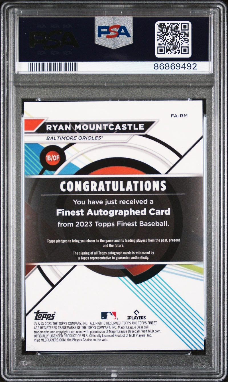2023 Topps Finest Finest Autographs Rm Ryan Mountcastle Red Wave PSA 9