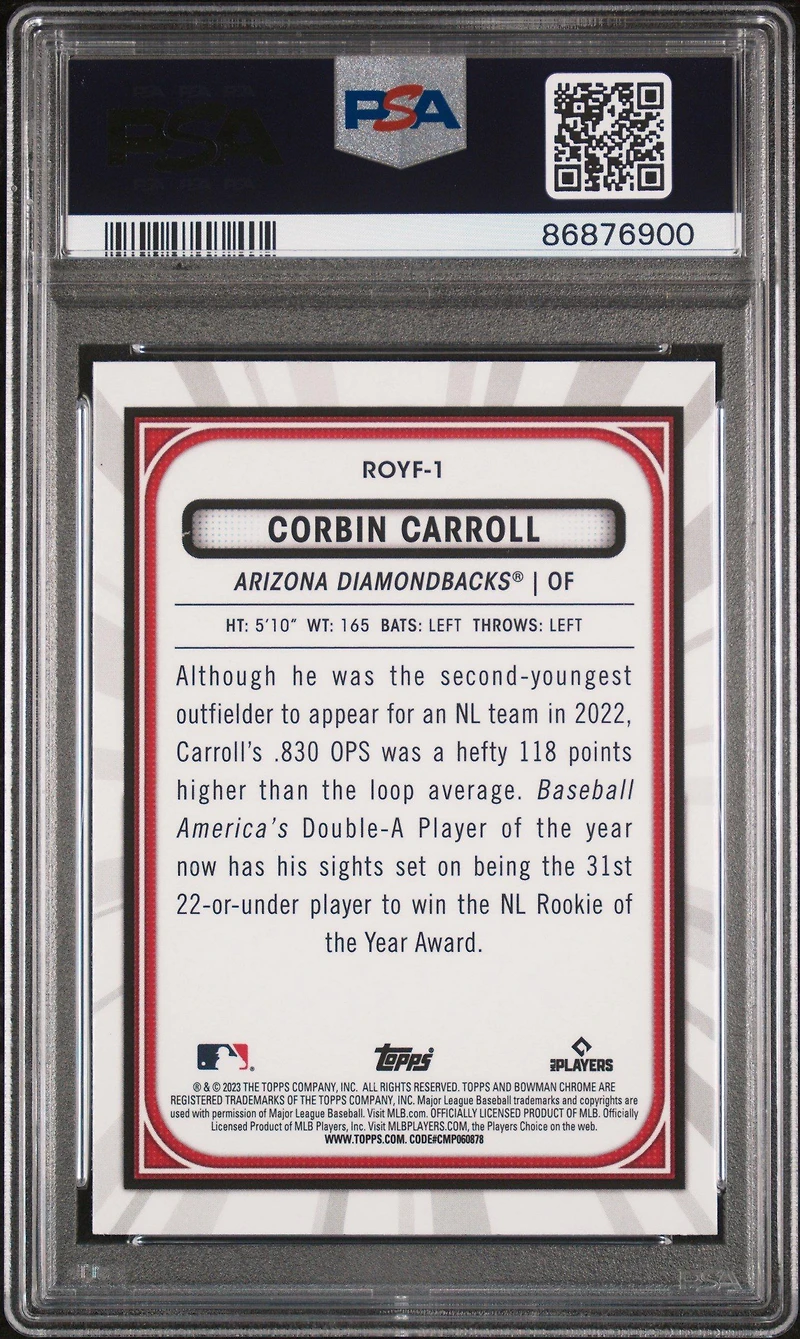 2023 Bowman Mega Box Chrome Roy Favorites 1 Corbin Carroll PSA