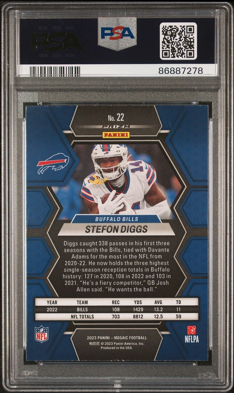 2023 Panini Mosaic 22 Stefon Diggs Honeycomb PSA 9