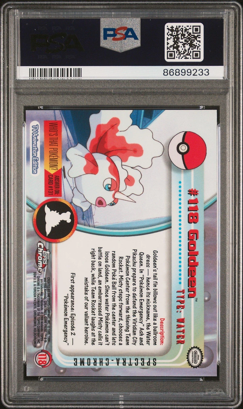 2000 Topps Chrome Pokemon T.v. 118 Goldeen Spectra PSA 9