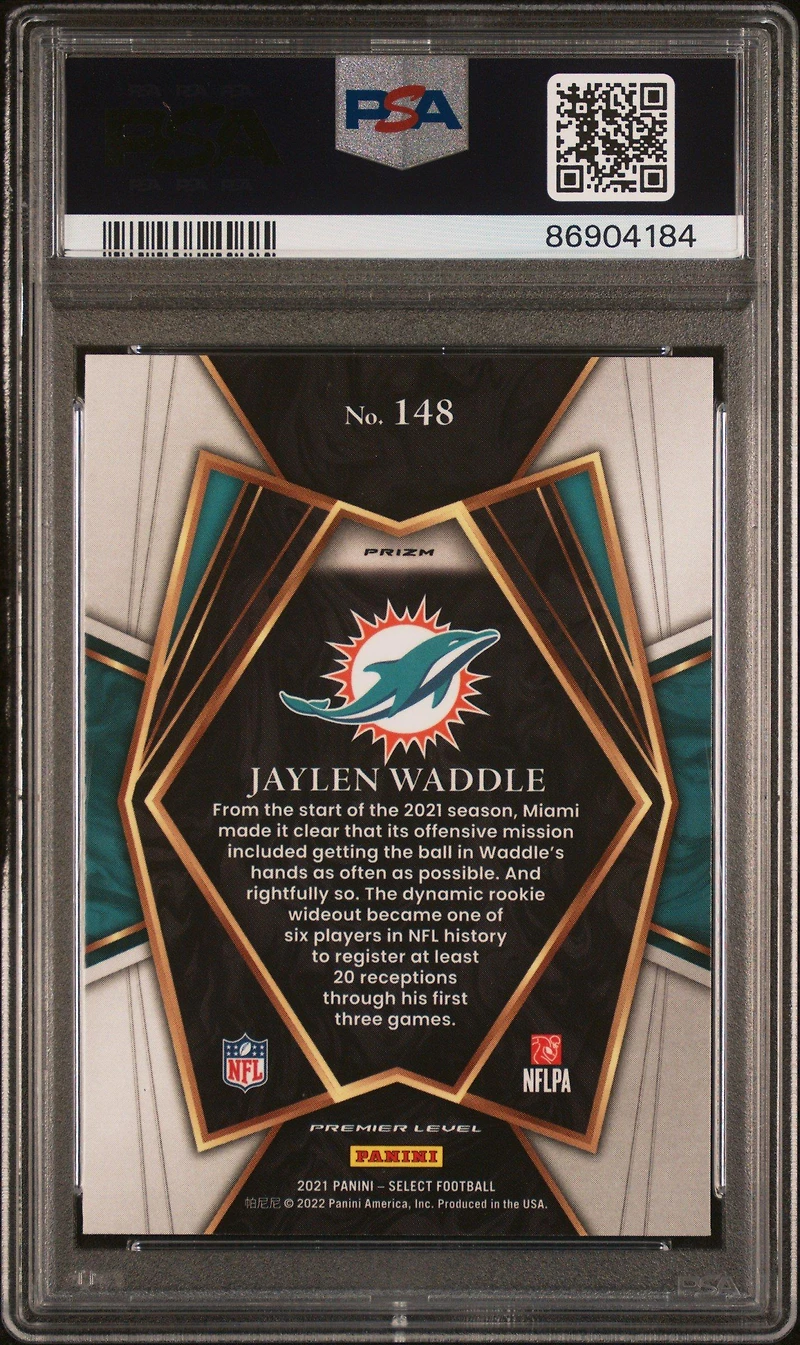 2021 Panini Select 148 Jaylen Waddle Silver Prizm PSA 10