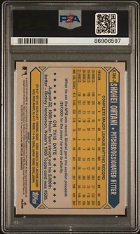 2022 Topps Chrome 1987 Topps Baseball 87bc2 Shohei Ohtani PSA 10