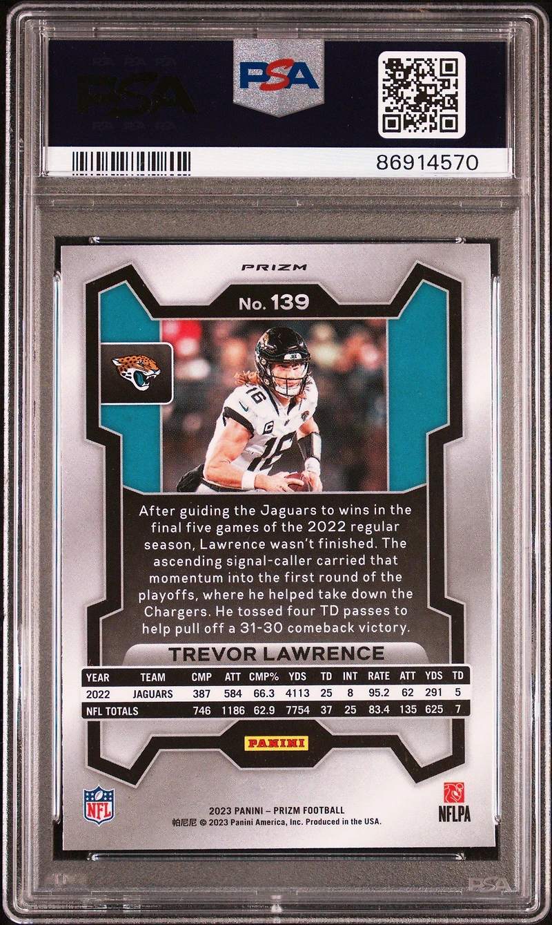2023 Panini Prizm 139 Trevor Lawrence PSA 10
