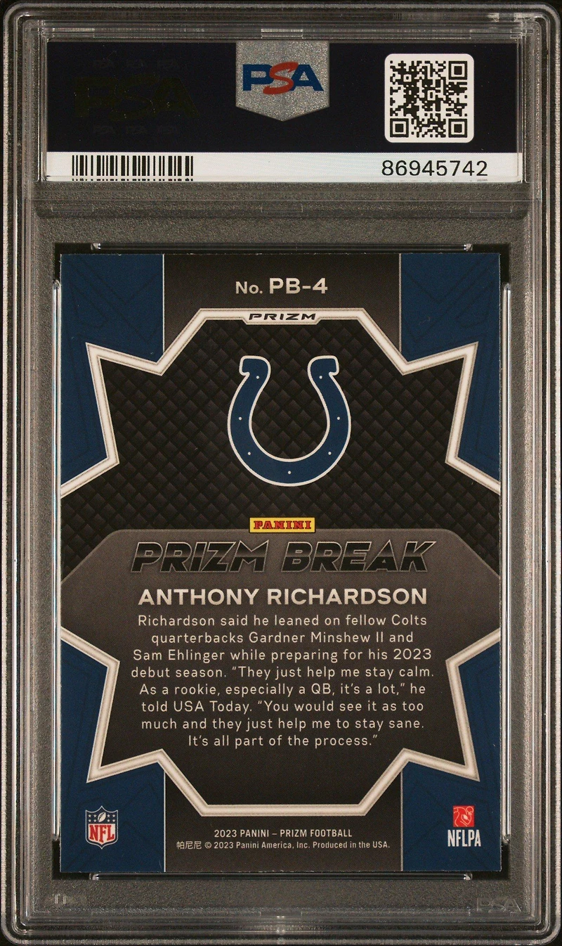 2023 Panini Prizm Prizm Break Pb4 Anthony Richardson Prizm PSA 10