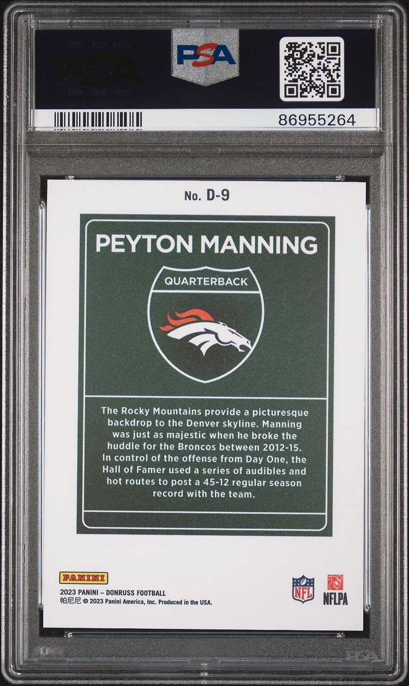 2023 Panini Donruss Downtown! D9 Peyton Manning PSA