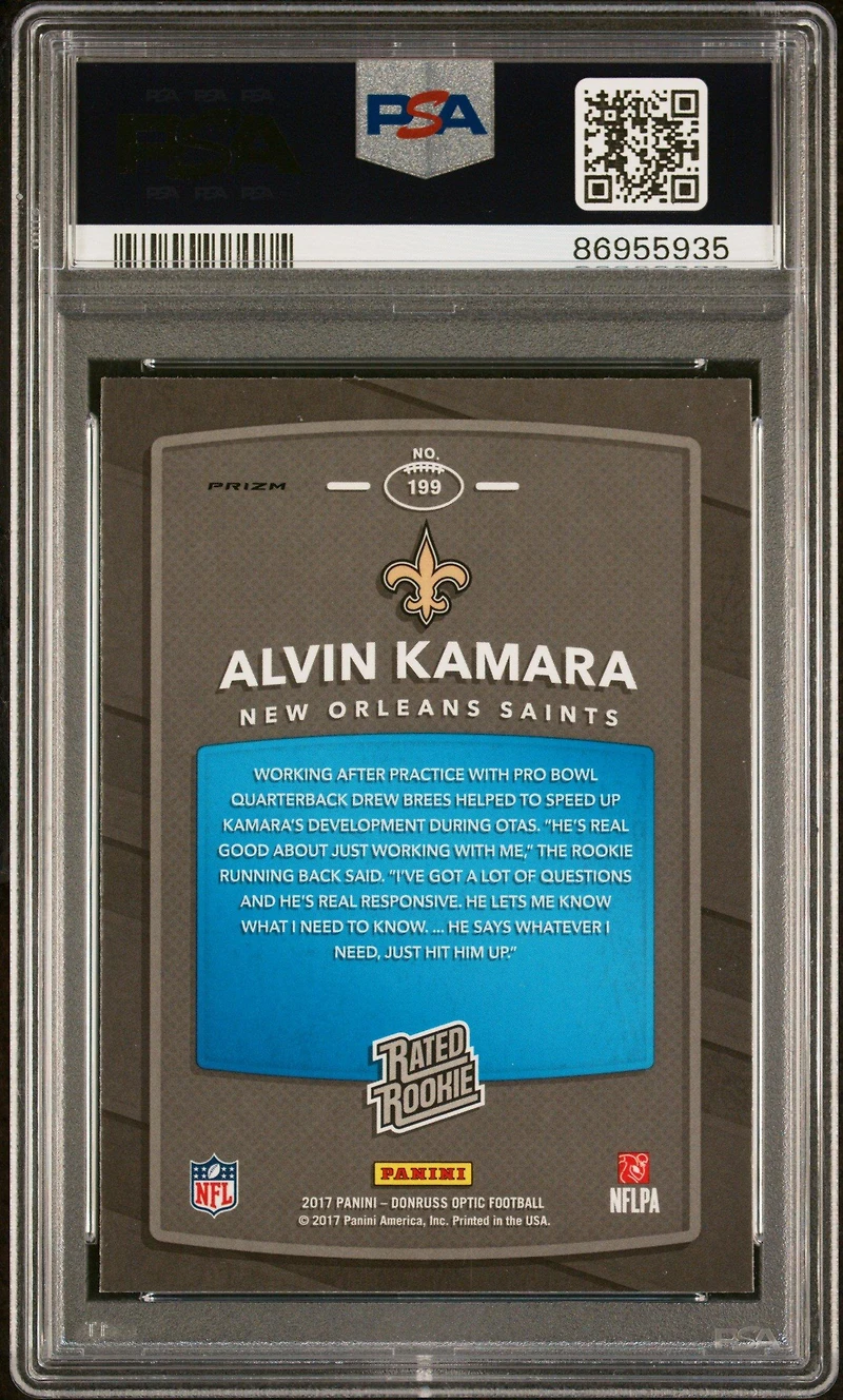2017 Panini Donruss Optic 199 Alvin Kamara PSA 10