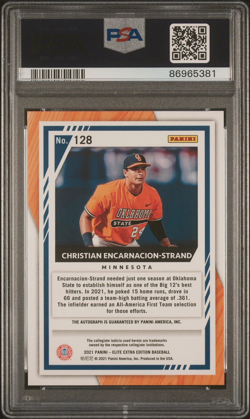 2021 Panini Elite Extra Edition 128 Christian Encarnacion-strand Signatures PSA 9