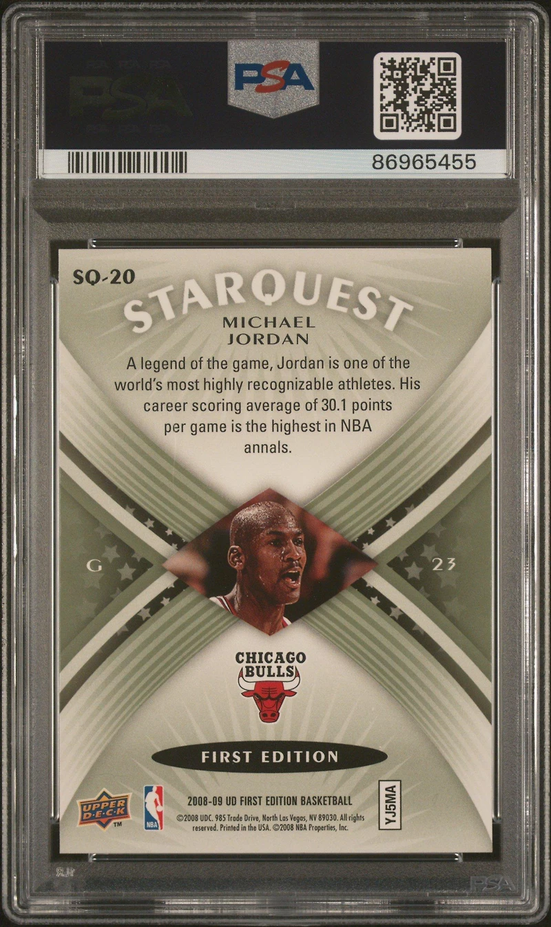 2008 Upper Deck First Edition Starquest Green Sq-20 Michael Jordan PSA 10