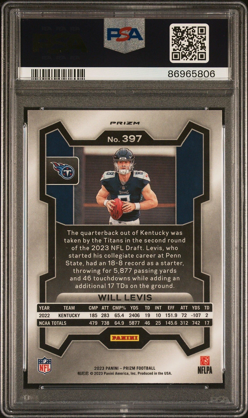 2023 Panini Prizm 397 Will Levis Neon Green Pulsar PSA 9