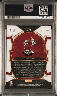 2022 Panini Select 91 Nikola Jovic Neon Orange Pulsar Fotl PSA 10