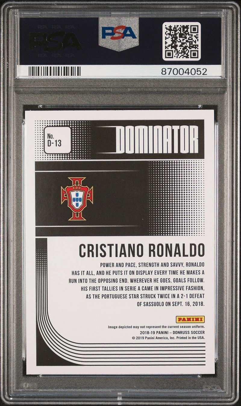 2018 Panini Donruss Dominator D13 Cristiano Ronaldo PSA 10
