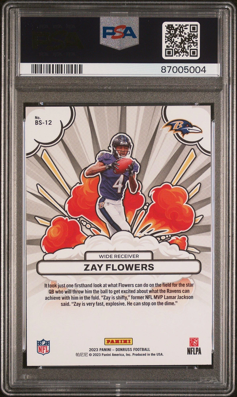 2023 Panini Donruss Bomb Squad Bs12 Zay Flowers PSA 10