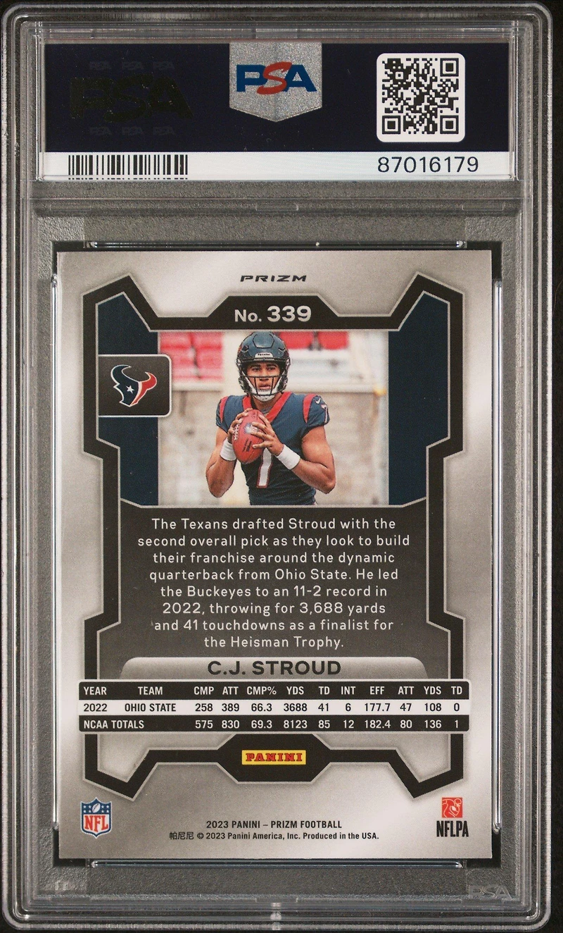 2023 Panini Prizm 339 Cj Stroud Neon Green Pulsar PSA