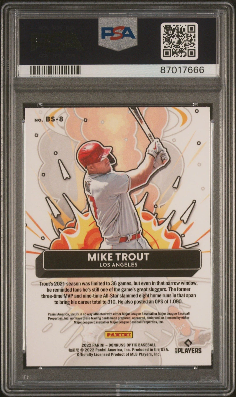 2022 Panini Donruss Optic Bomb Squad Bs8 Mike Trout PSA 9