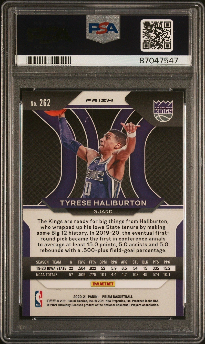 2020 Panini Prizm 262 Tyrese Haliburton Red Ice PSA