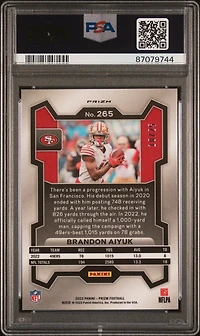 2023 Panini Prizm 265 Brandon Aiyuk Blue Shimmer PSA 9