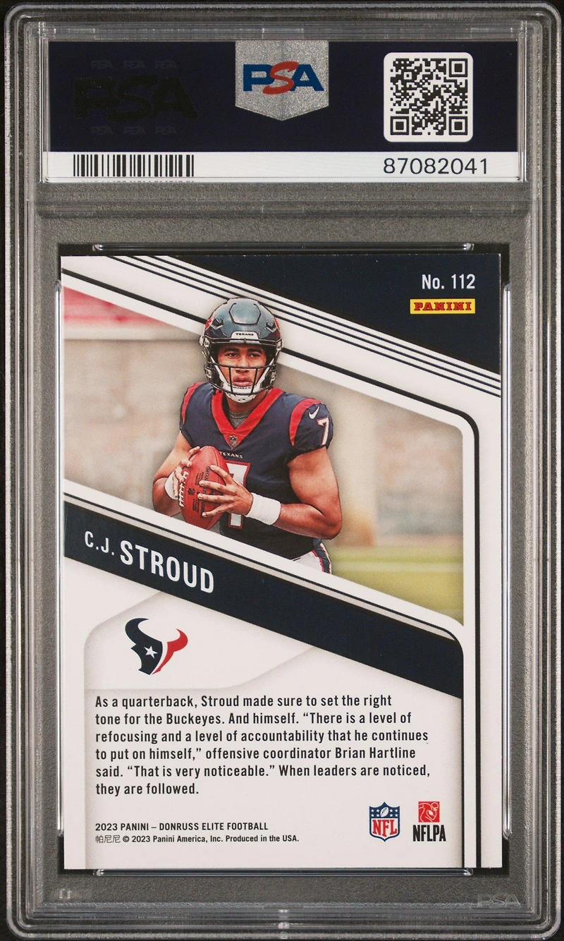2023 Panini Donruss Elite 112 Cj Stroud Green Disco PSA