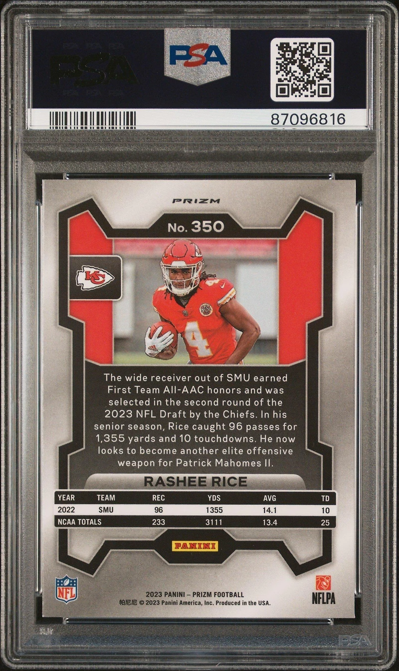 2023 Panini Prizm 350 Rashee Rice Neon Green Pulsar PSA 9