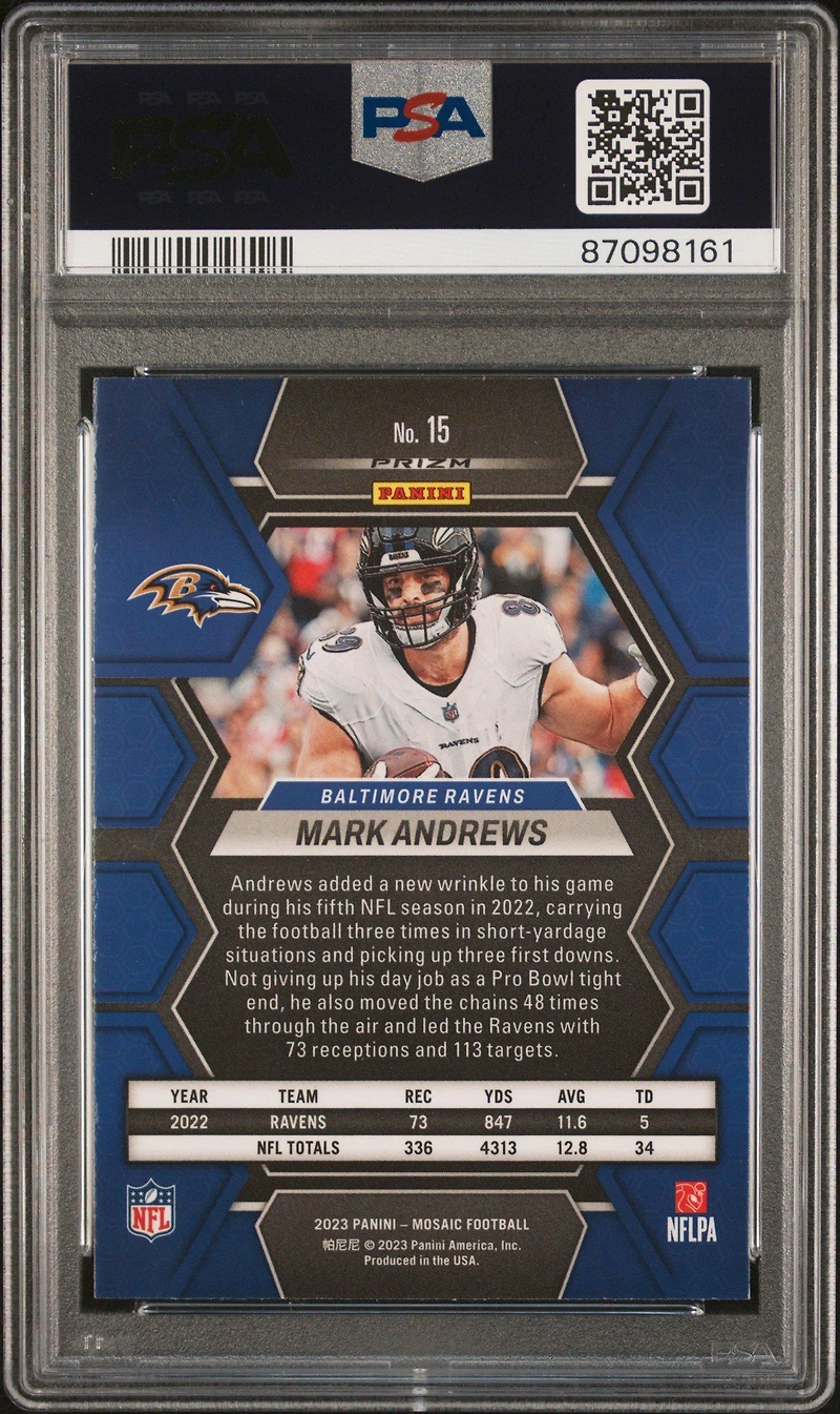 2023 Panini Mosaic 15 Mark Andrews Genesis PSA 9