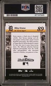 2023 Topps Black And White 89 Riley Greene Night Vision PSA 9