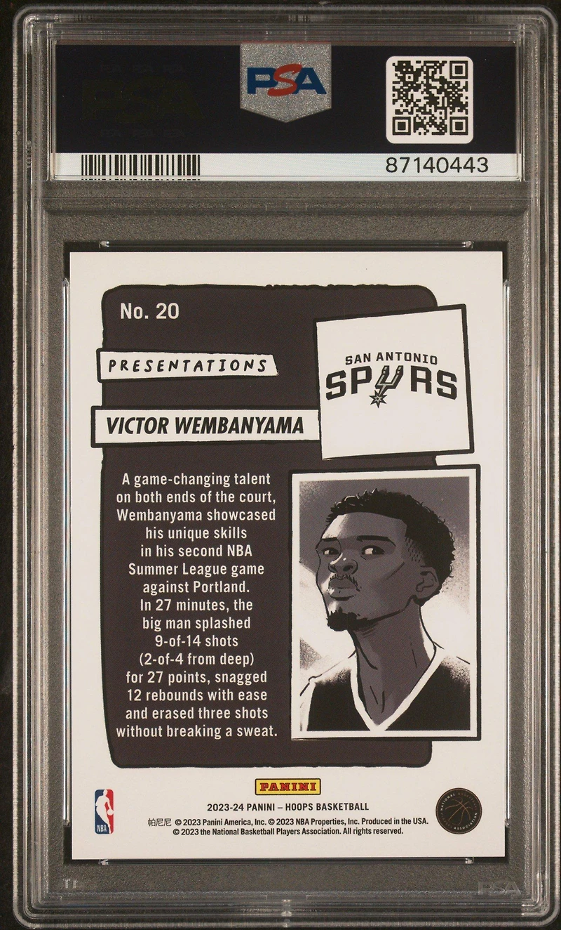 2023 Panini Nba Hoops Presentations 20 Victor Wembanyama PSA 9