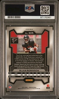 2023 Panini Prizm 305 Bijan Robinson Lazer Prizm PSA