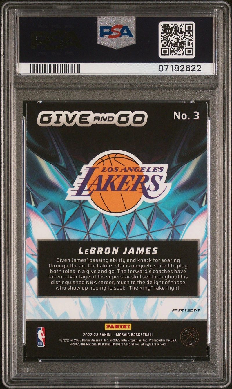 2022 Panini Mosaic Give And Go 3 Lebron James Green PSA 8