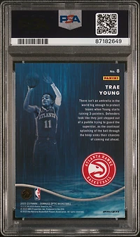 2022 Panini Donruss Optic Raining 3s 8 Trae Young Red Wave PSA 10