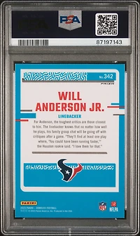 2023 Panini Donruss 342 Will Anderson Jr. Optic Preview-blue Scope PSA 10