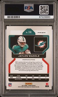 2021 Panini Prizm 338 Jaylen Waddle Pink Prizm PSA 9